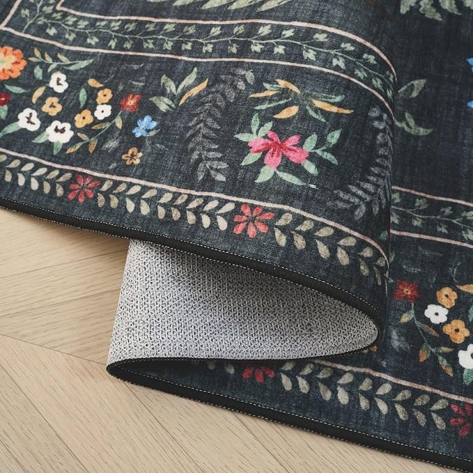 Rugcomf Living Room Rug 5x7 Rug Machine Washable Boho Area Rug Non Slip Floral - Image 2
