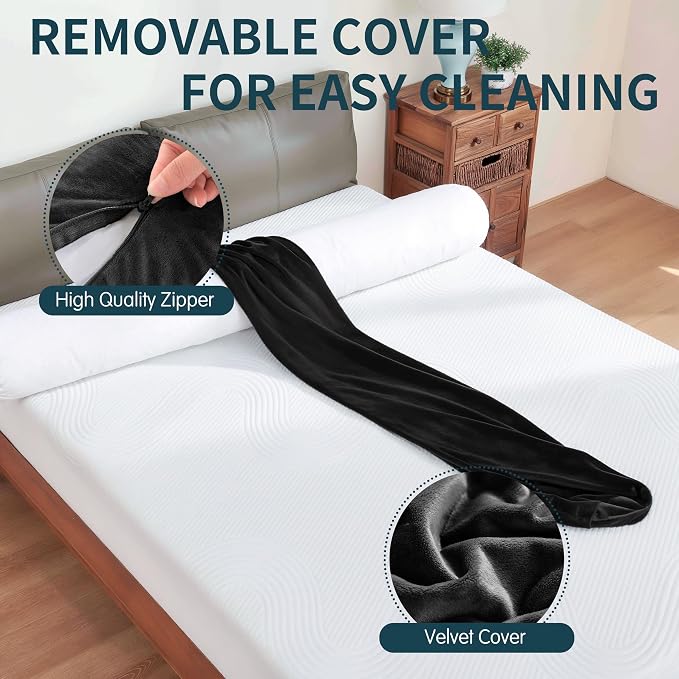 SyMax 7.8"x60" Body Pillow for Queen Bed, Bolster w/Removable Polyester Cover - Image 9