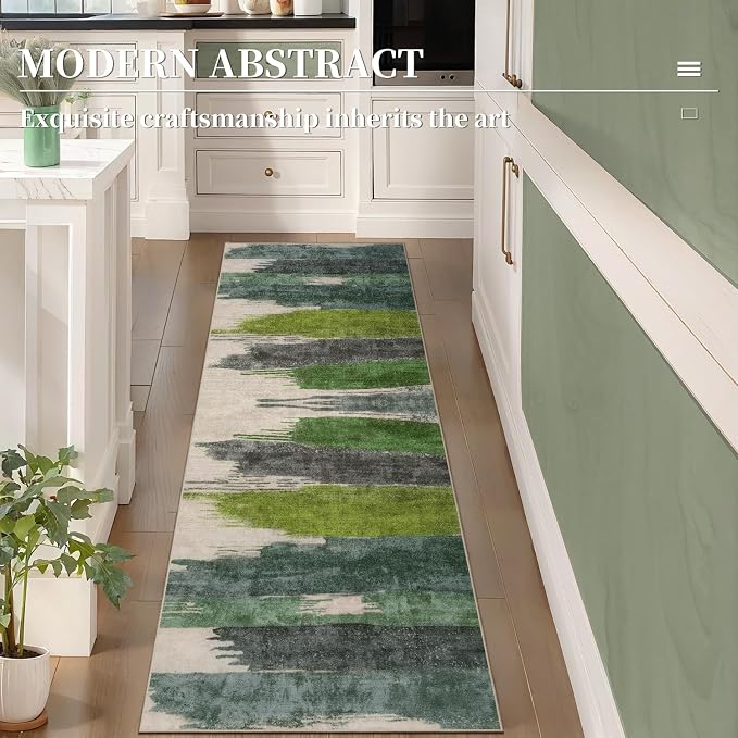 Ciicool 2x6 Washable Runner Rug, Modern Abstract Hallway Rugs Runner, Non-Slip - Image 2