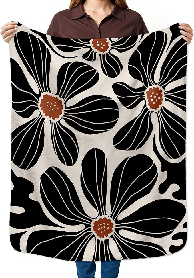 HIWX Boho Abstract Floral Kids Blanket, Boho Floral Blankets, Modern Bohemia by HIWX