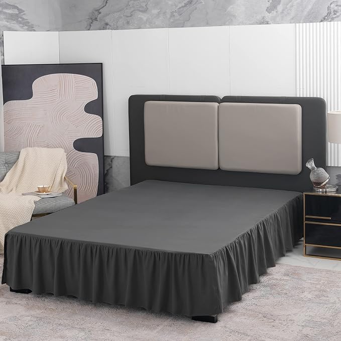 Black Bed Skirt King Size Ruffled Bed Skirt - Image 3