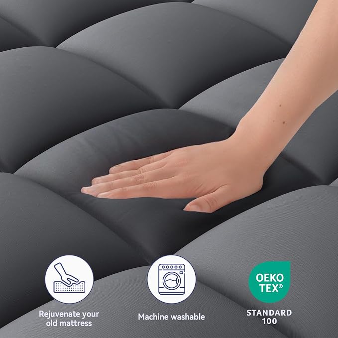 ELEMUSE King Grey Mattress Topper - Image 3