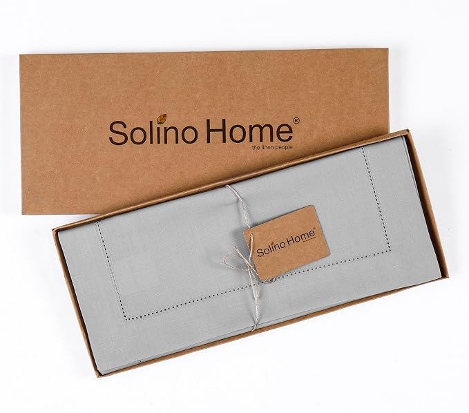 Solino Home Cotton Linen Light Grey Table Runner 132 Inches Long - Image 4