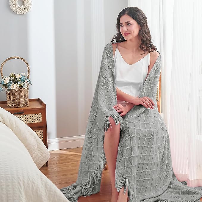 inhand Knitted Throw Blankets for Couch and Bed, Soft Cozy Knit Blanket - Image 6