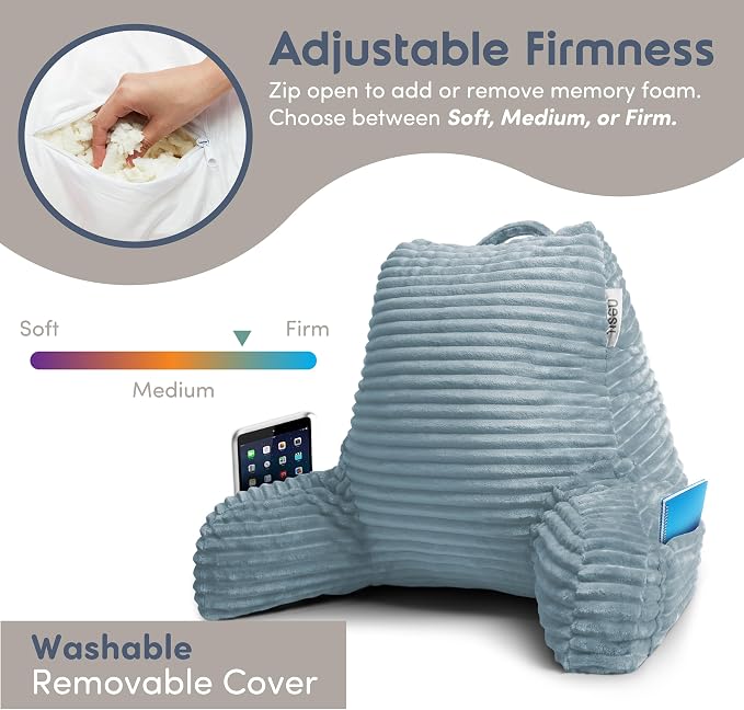 Nestl Reading Pillow with Shredded Memory Foam, Luxe Cut Plush Back Pillow - Image 3