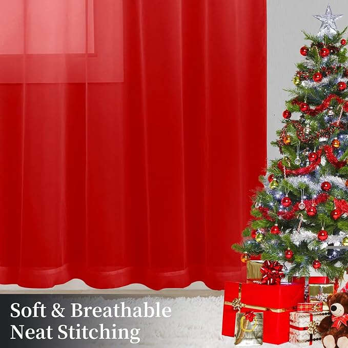 Sheer Curtains 45 Inches Long 2 Panels, Rod Pocket Short Curtain - Image 8