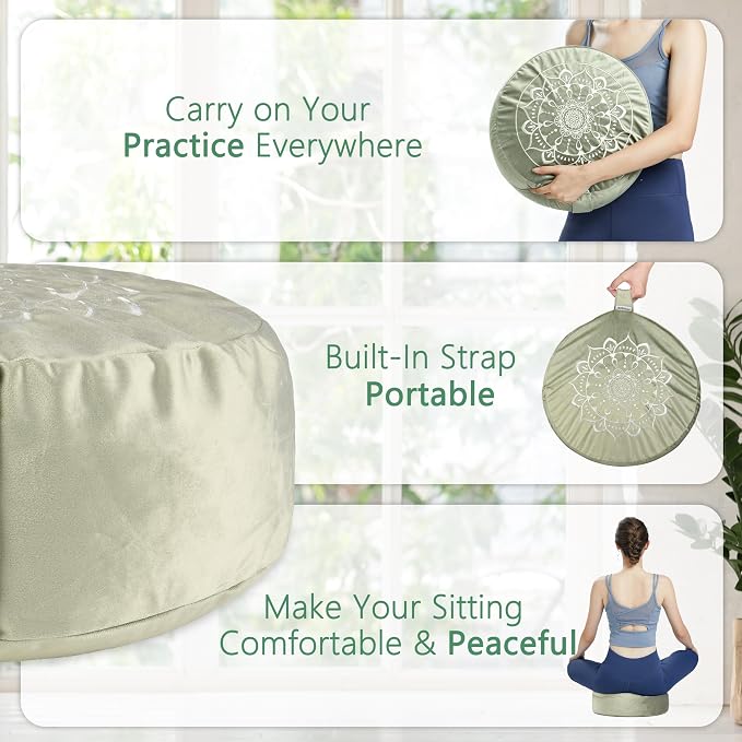 Hihealer Meditation Cushion, Traditional Tibetan Meditation Pillow Velvet Cover - Image 4