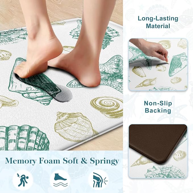 Kitchen Mats for Floor Cushioned Anti Fatigue Sets of 2 Beach Theme Kitchen - Image 5
