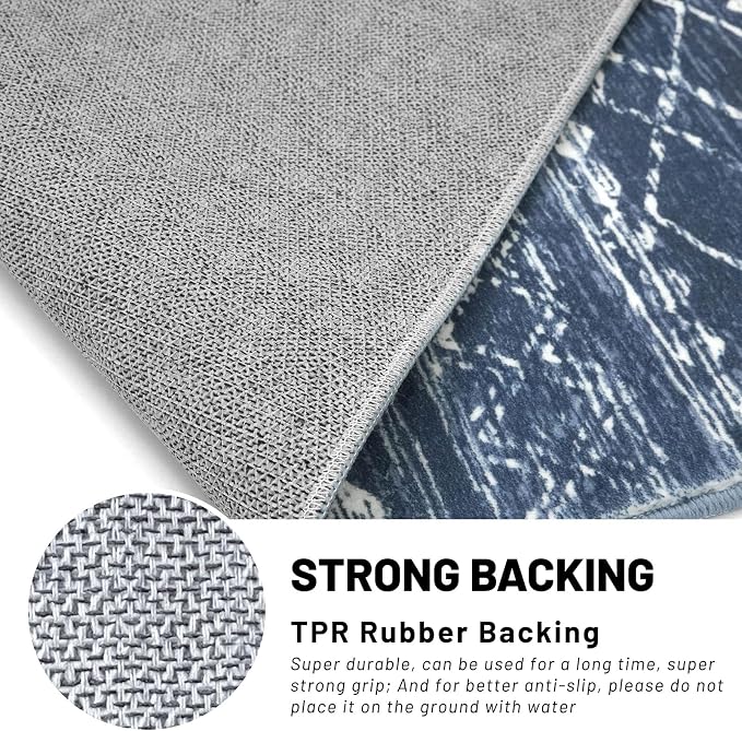 KUTA Area Rug 5x7 Navy Blue, Washable Boho Large Living Room Moroccan Rugs - Image 6