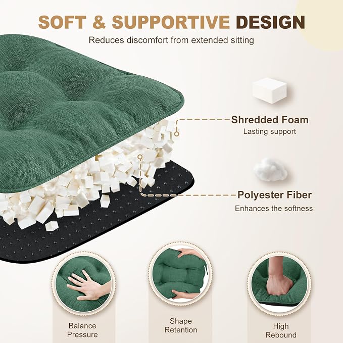 downluxe Indoor Chair Cushions for Dining Chairs, Tufted Overstuffed Textured - Image 3