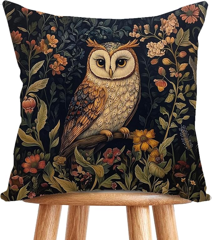 YOU FOUND ME William Morris Abstract Vintage Floral Velvet Owl Design Throw by Unknown