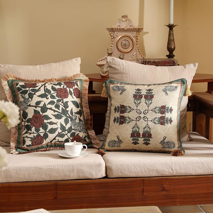 patdrea Designer Throw Pillow Covers Set of 2, French Elegant Green Linen - Image 8