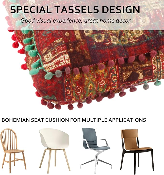 Bohemian Seat Cushion，Indoor & Outdoor 16.5" x 16.5" Seating Cushion - Image 5