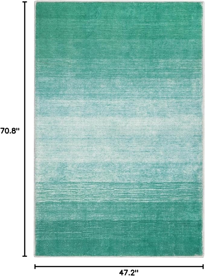 Wonnitar Modern Ombre 4x6 Area Rug, Washable Teal Kids Rug Non-Shedding - Image 2