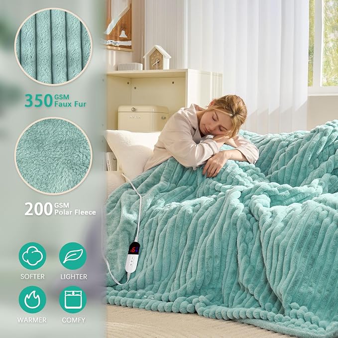 Heated Electric Blanket Throw, 6-Level Fast Heating, 4-Hour Auto-Off, Soft&Warm - Image 8