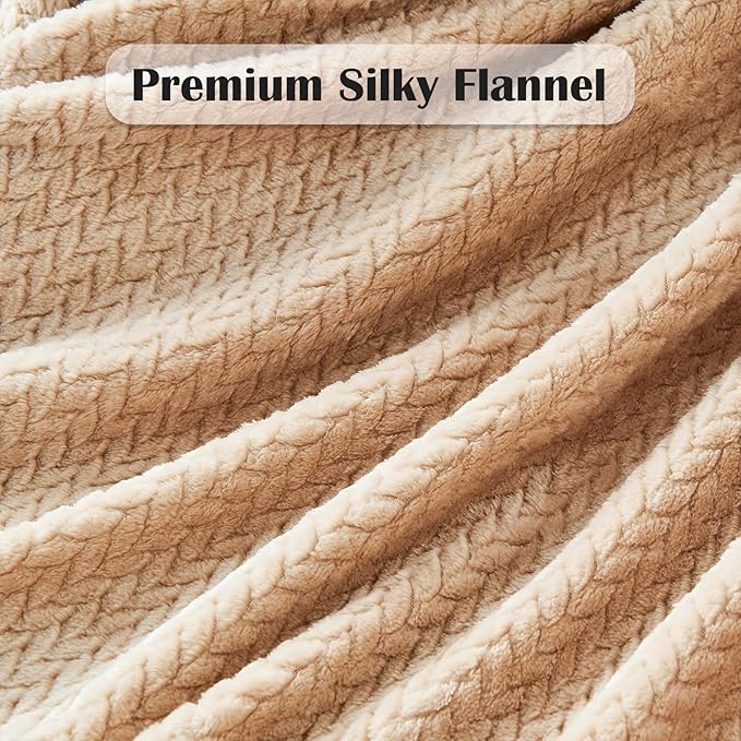 NEWCOSPLAY Super Soft King Blanket Brown Premium Silky Flannel Fleece Leaves - Image 5