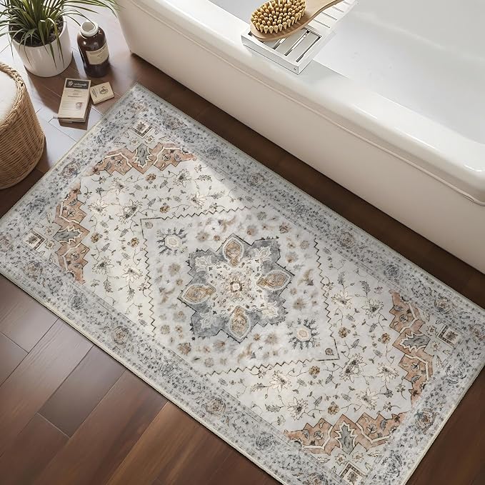 Kitchen Rug 2x4 Washable Rug for Entryway Vintage Non Slip Small Rugs Front - Image 2
