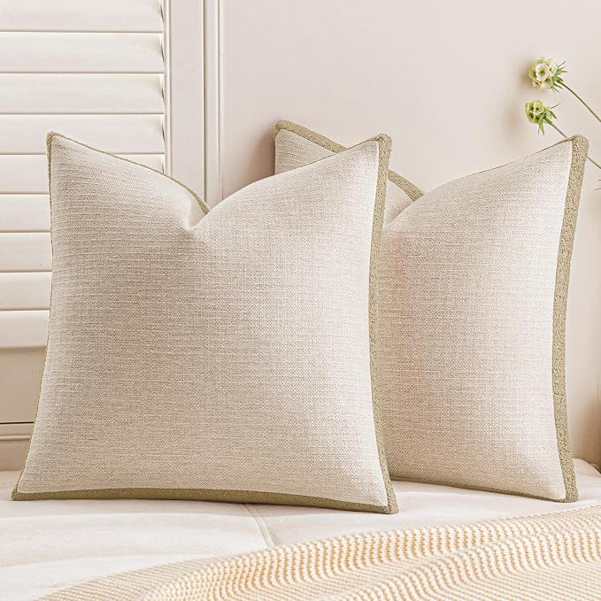 a moment Loop Yarn Linen-Like Pillow Cover Natural Soft Decorative Throw Pillow by amoment