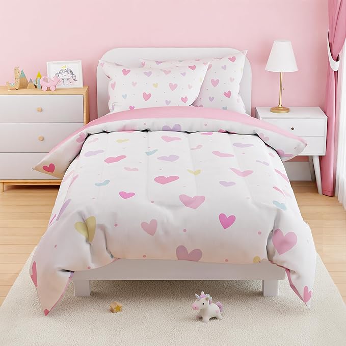 SANDJEST Heart Comforter Set Twin Size 68x86in - Image 6