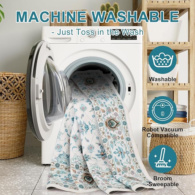 WILLSUN Washable Area Rugs, 6x9 Non-Slip Boho Large Area Rugs - Image 5