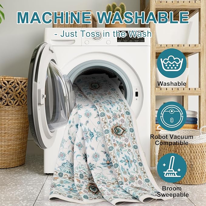 WILLSUN Washable Area Rugs, 9x12 Non-Slip Boho Large Area Rugs - Image 5