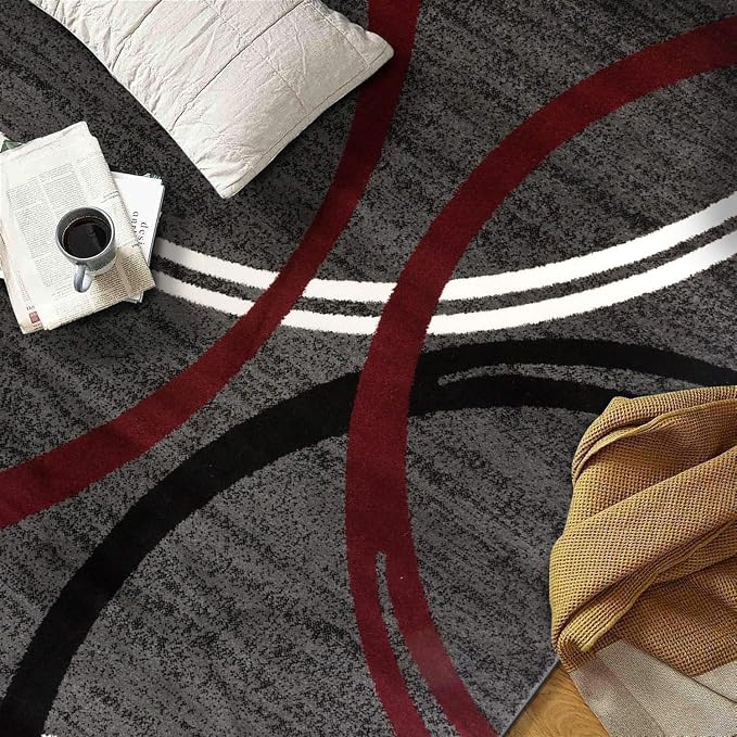 Rugshop Modern Wavy Circles Design Non-Shedding Area Rug, Carpet - Image 9