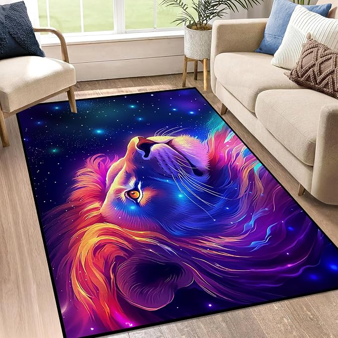 Galaxy Lion Rug 3D Fierce Lions Area Rugs - Image 8