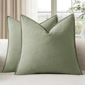EMEMA Decorative Linen Throw Pillow Covers 26x26 Inch Grass Green Boho by EMEMA