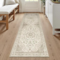Moynesa 2x6 Beige Washable Runner Rug by Moynesa