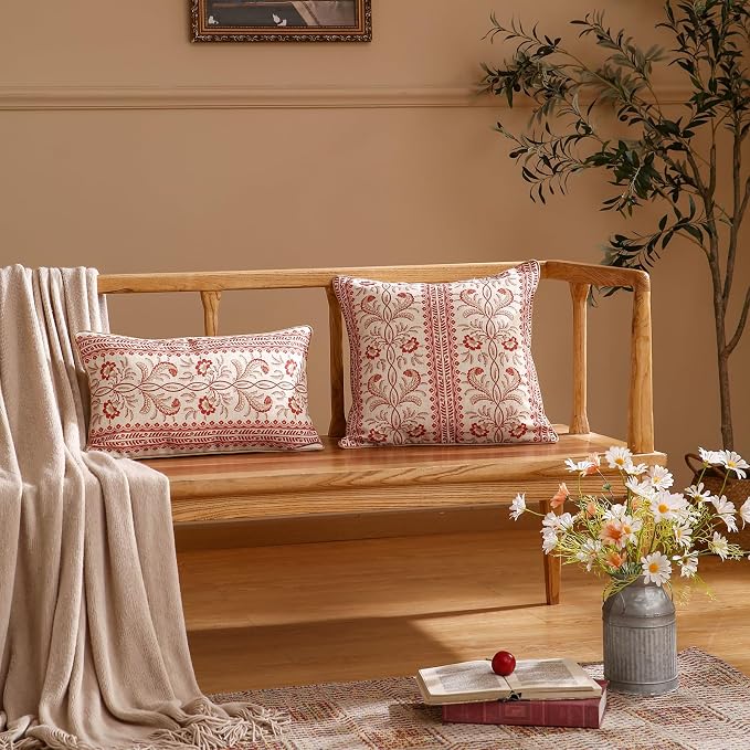 ISAENNE Design Euro Linen Rectangle Throw Pillow Covers 12"x20" Pack of 2 - Image 3
