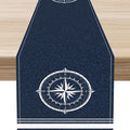 Nautical Compass Table Runner，Retro Coastal Sailing Compass Vintage Navy Blue by Unknown