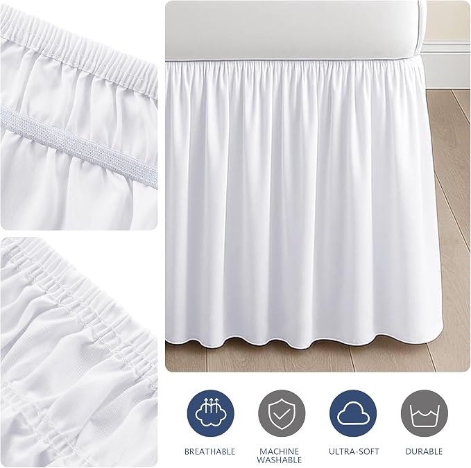 Dorm Bed Skirt Twin XL 30 Inch Drop, 100% Microfiber Extra Long College Dust - Image 6