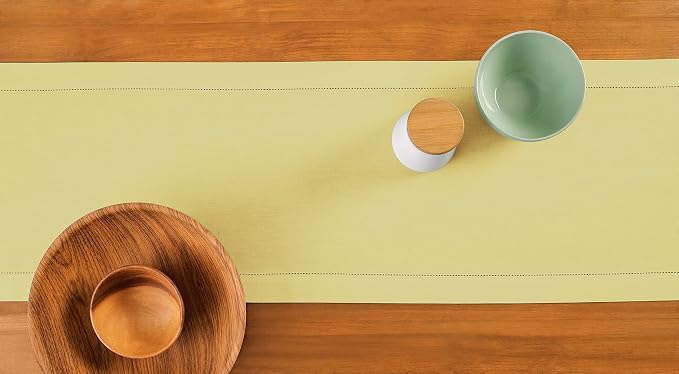 Solino Home Cotton Linen Yellow Table Runner 120 Inches Long - Image 3