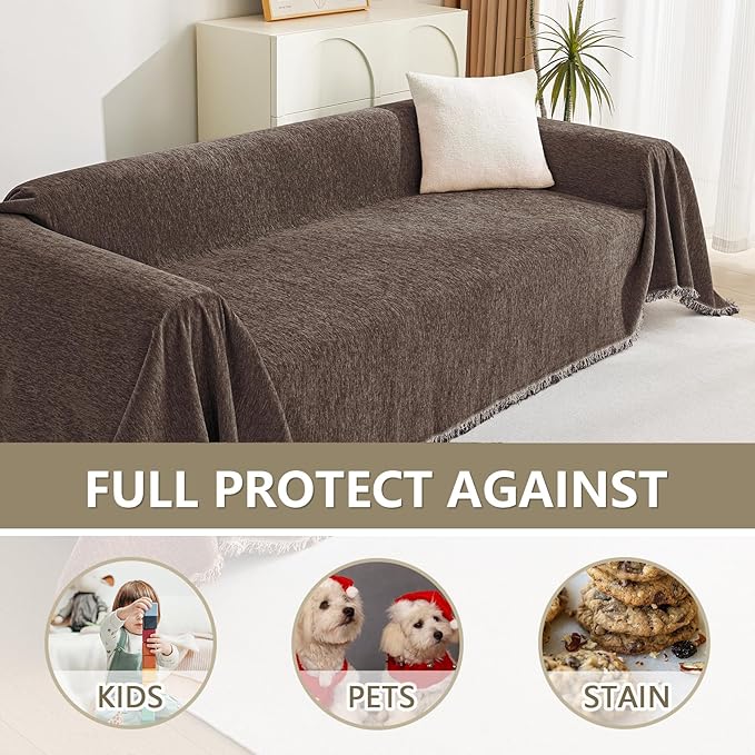 MYSKY HOME Couch Covers for 3 Cushion Couch Sofa, Chenille L Shape Sectional - Image 3