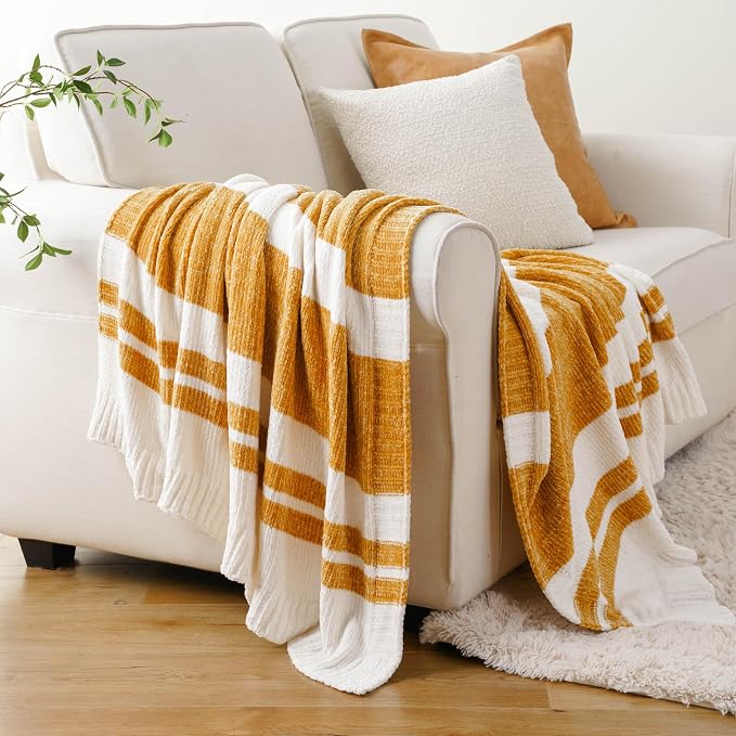 BATTILO HOME Mustard Yellow Throw Blanket - Image 2