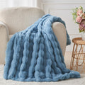 Lotus Karen Faux Fur Throw Blanket Sky Blue by LotusKaren