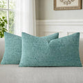 a moment Teal Chenille Throw Pillow Covers 12x20 Inch Pack of 2 Modern by amoment