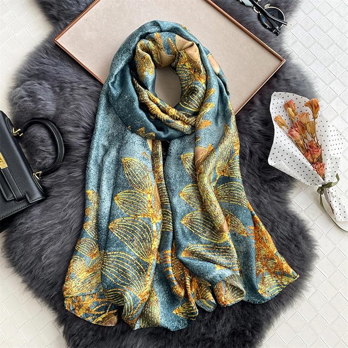 Fashion Scarves Scarf 100% Silk Feeling Scarf Silk Like Scarves Long - Image 2