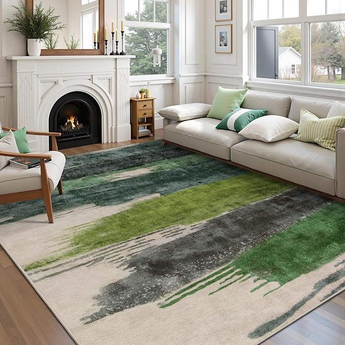 Ciicool Modern Abstract Green Rug by CIICOOLHomeDeco