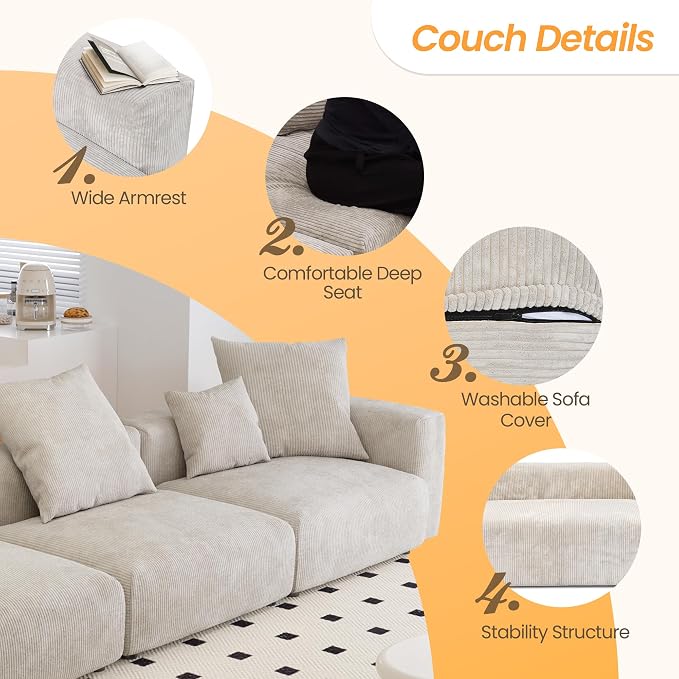 JACH 181" Oversized Modular Sectional Sofa, Deep 4-Seats Sectional Couch - Image 3