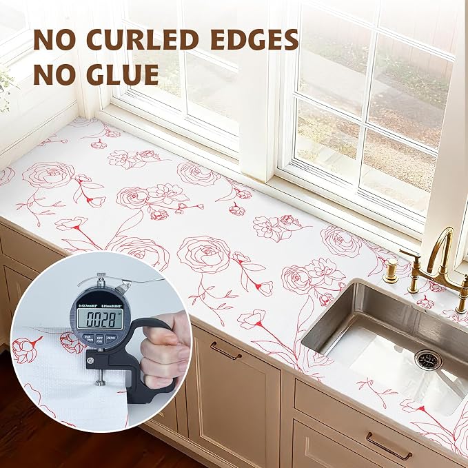 Shelf Liners for Kitchen Cabinets 17in x 20FT Non Adhesive Drawer Liner Red and - Image 8
