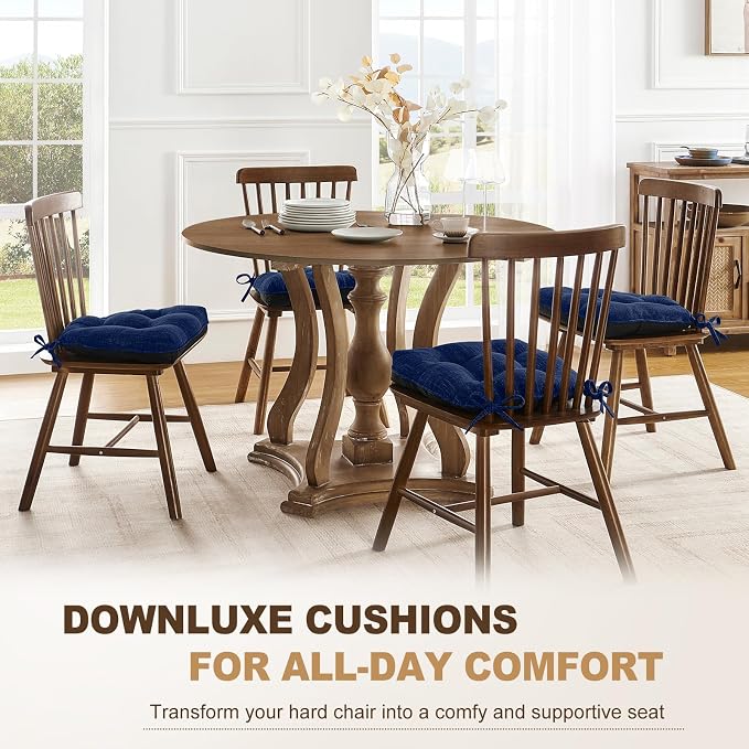 downluxe Indoor Chair Cushions for Dining Chairs, Tufted Overstuffed Textured - Image 6