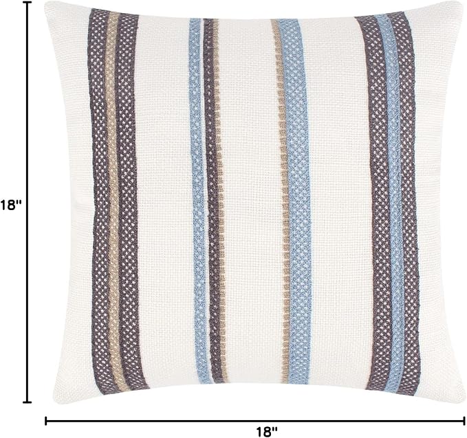 Levtex Home - Tobago - Decorative Pillow - Stiched Stripes - Brown, Taupe and - Image 5