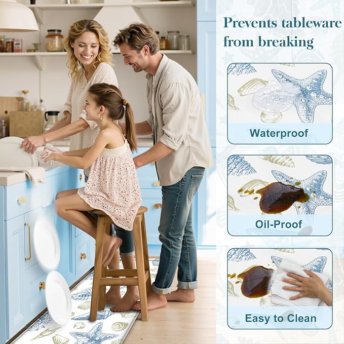 Kitchen Mats for Floor Cushioned Anti Fatigue Sets of 2 Beach Theme Kitchen - Image 4