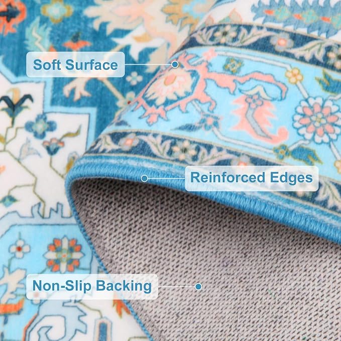 WILLSUN Washable Area Rugs, 6x9 Non-Slip Boho Large Area Rugs - Image 6