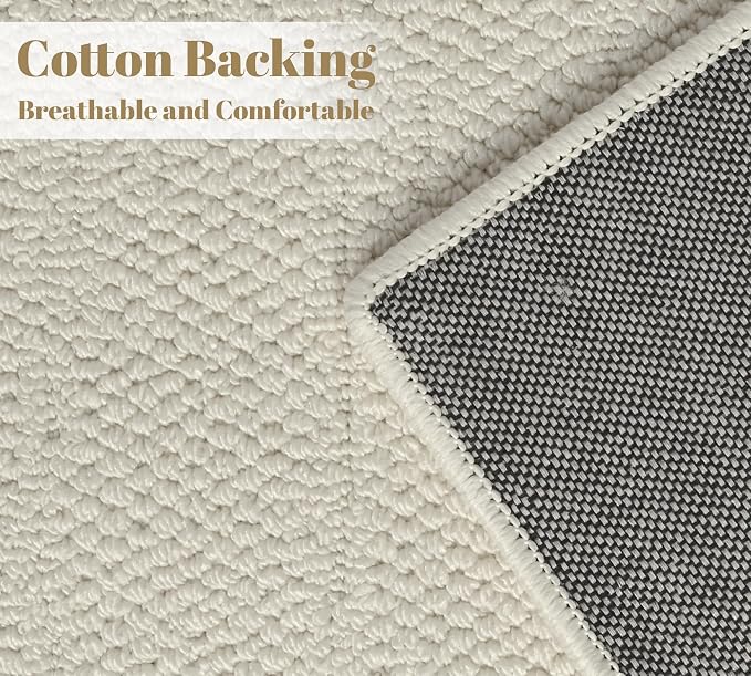 jxgzyy Beige Area Rug 5x7, 0.36'' Thick Low Pile Textured Rug, Modern Aesthetic - Image 5