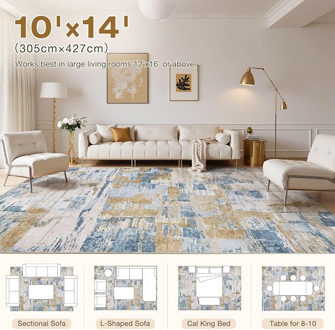 Abstract Living Room Rug 10x14 - Image 2