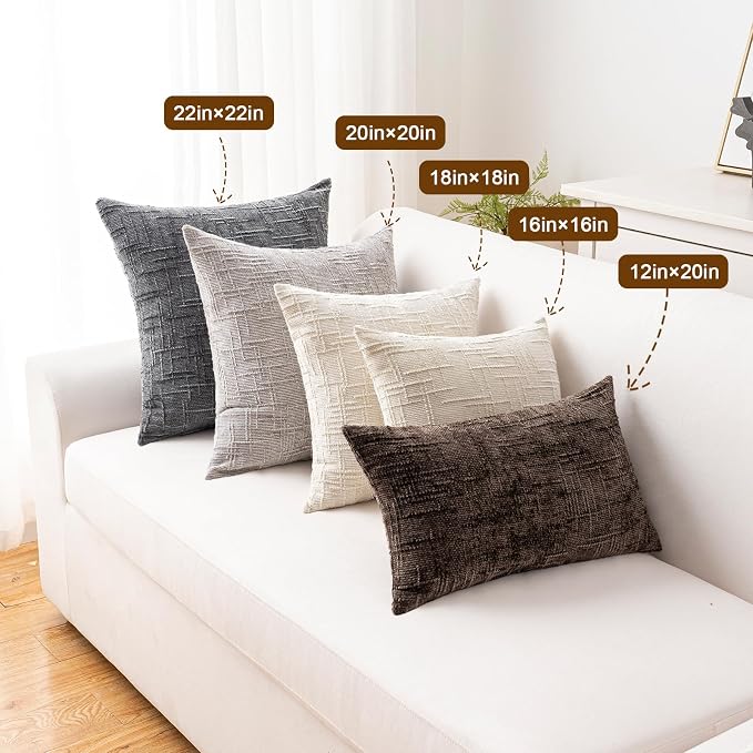 Decorative Throw Pillow Covers 16x16 Inch Set of 2, Soft Solid Farmhouse - Image 5
