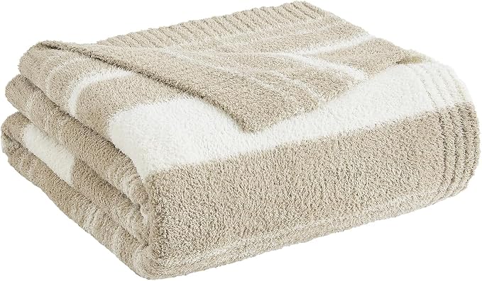 WRENGONGE Khaki Throw Blanket, 50x70 Soft Cozy Striped Throw Blankets - Image 5