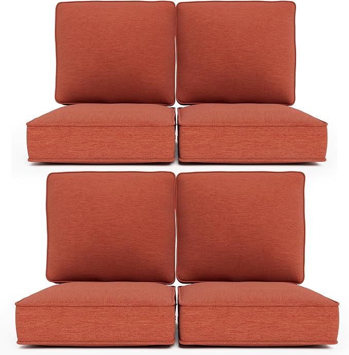 Outdoor Chair Cushions 23" x 24" x 4", Patio Deep Seat Replacement Cushions Set by Pugire